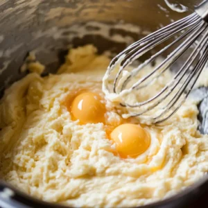 Banana protein pancakes mixing ingredients